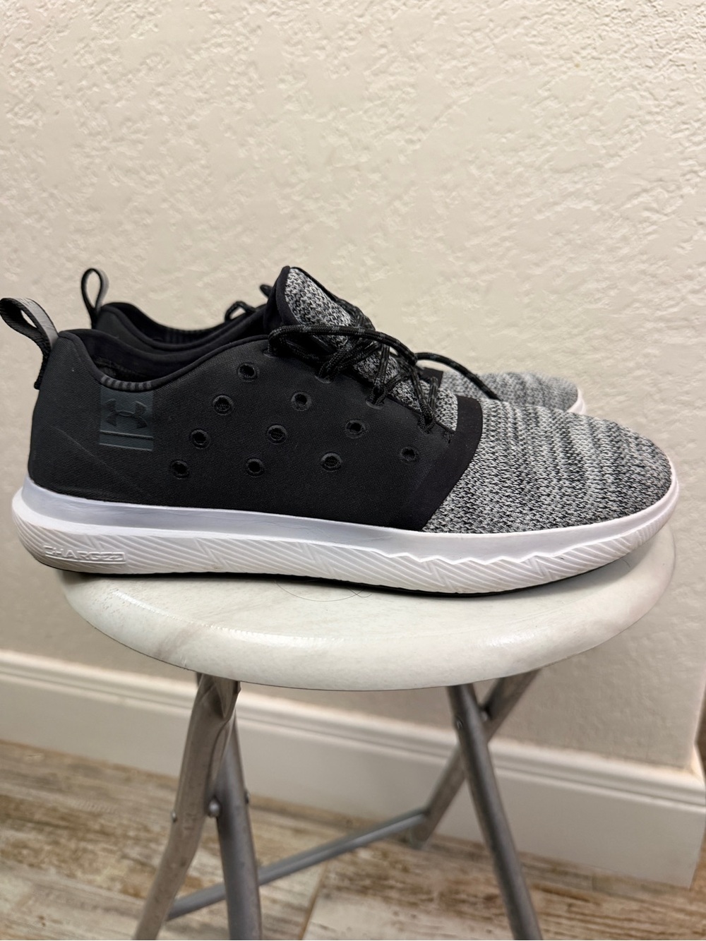 Under Armour Kids Black and Grey Knit Lace-Up Sneakers
